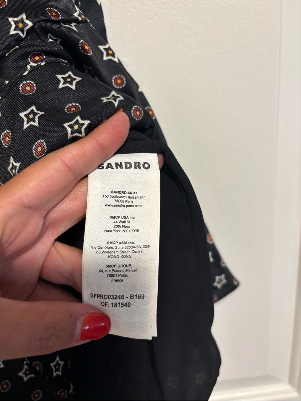NWOT Sandro Black Star-Print Mini Satin Dress FR 36 - Picture 7 of 9